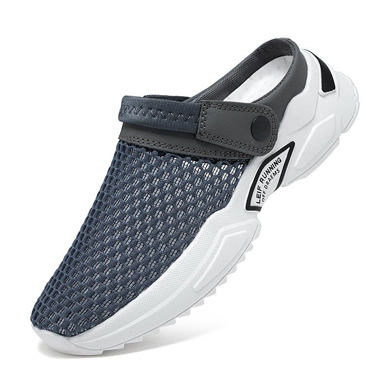 Men'S Slippers Summer Closed Toe Beach Sandals Summer Korean Style Mesh Hole Shoes Men'S Sandals Two-Way Wear - Image 1