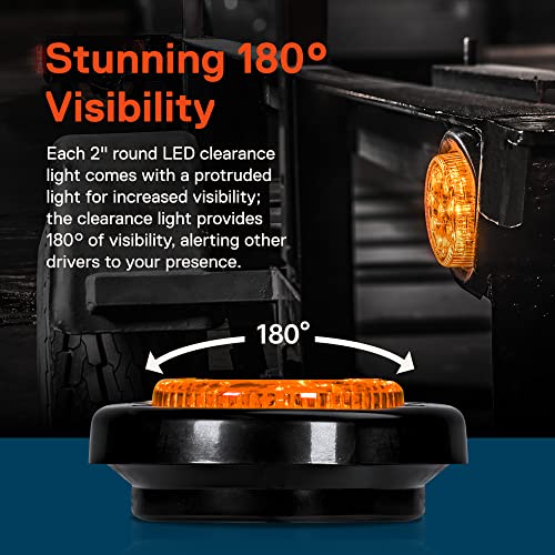 ONLINE LED STORE TRUE MODS 4pc 2" 12V Amber + Red Round LED Clearance Side Marker Light Kit [DOT Approved] [Reflector Lens] [Grommet & Plugs] [Flush-Mount] [Waterproof IP67] for Boat Trailer Semi Truck RV Peterbilt - Image 2
