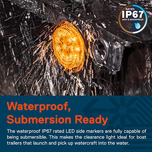 ONLINE LED STORE TRUE MODS 4pc 2" 12V Amber + Red Round LED Clearance Side Marker Light Kit [DOT Approved] [Reflector Lens] [Grommet & Plugs] [Flush-Mount] [Waterproof IP67] for Boat Trailer Semi Truck RV Peterbilt - Image 4