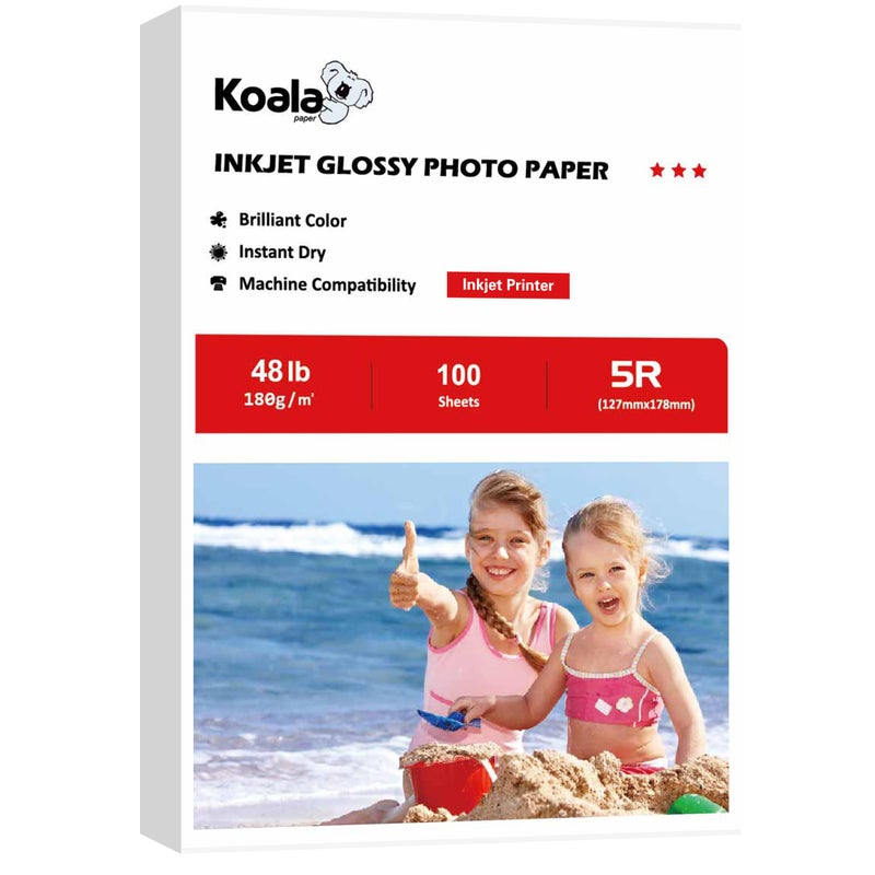 KOALA PAPER Koala Glossy Inkjet Photo Paper 5X7 Inches 48lb 100 Sheets Professional Glossy Photographic Paper Compatible with Inkjet Printer Use DYE INK 180GSM - Image 1