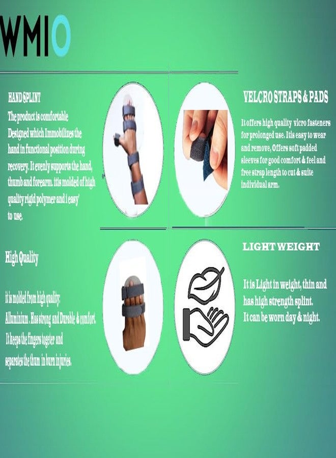 WMIO Aluminium Hand Resting Splint, Wrist Support Hand Orthosis Full Cockup Stroke & Paralysis (For Right Hand, S) - Image 2