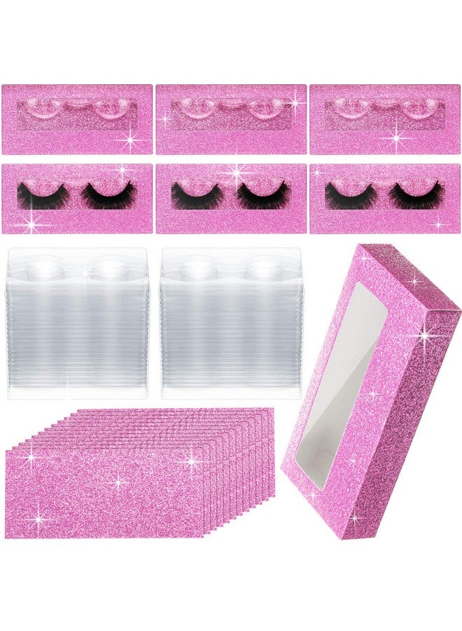 مايتيز 50 مجموعة من علبة الرموش الفارغة تتضمن 50 صندوق رموش فارغ، صندوق تعبئة الرموش، صندوق تخزين الرموش، 50 صندوق رموش، صينية صندوق تخزين الرموش الصناعية، 50 ورقة خلفية داخلية (وردي) - Image 1