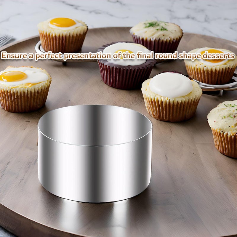 DATANYA Cake Ring Molds 4 Inch Stainless Steel Round Food Ring Dessert Mousse Molds Cooking Rings with Pushers for Pastry Baking (6 Rings and 2 Pushers) - Image 5