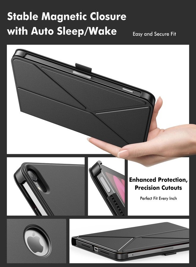 INFILAND Case for iPad mini 7 (A17 Pro) 2024 / iPad mini 6 2021, Magnetic Origami Slim Protective Case, Book-Style Foldable Cover with Pencil Holder, Multi-Angle Stand, Auto Wake/Sleep, Black - Image 3