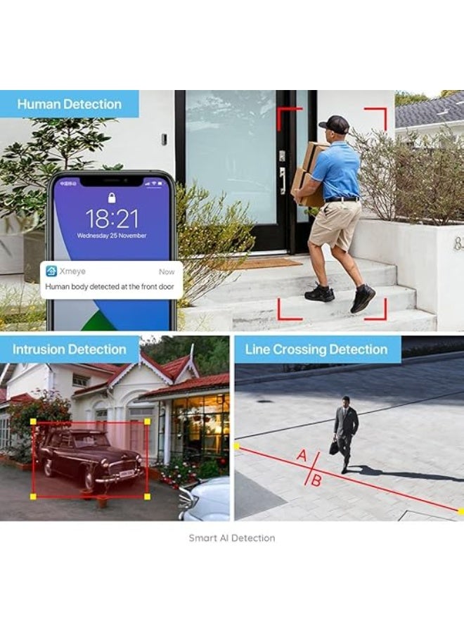 Smart Wireless Security Camera System 720P 1MP – 4-Channel DVR Kit with Face Detection, Intrusion Alert, Line Crossing, Mobile & PC Remote View – 4 Cameras Set - Image 4