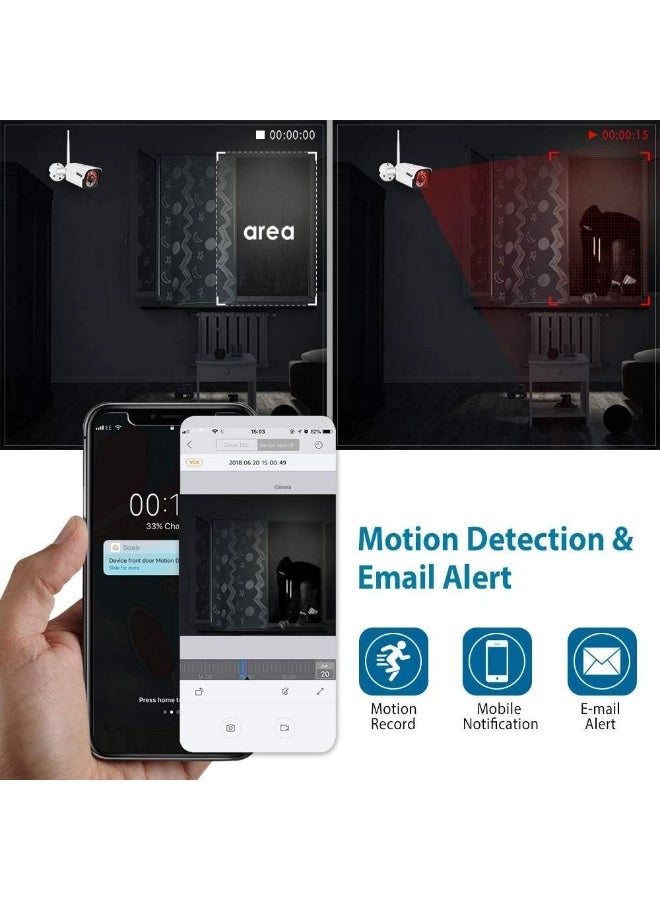 Smart Wireless Security Camera System 720P 1MP – 4-Channel DVR Kit with Face Detection, Intrusion Alert, Line Crossing, Mobile & PC Remote View – 4 Cameras Set - Image 3