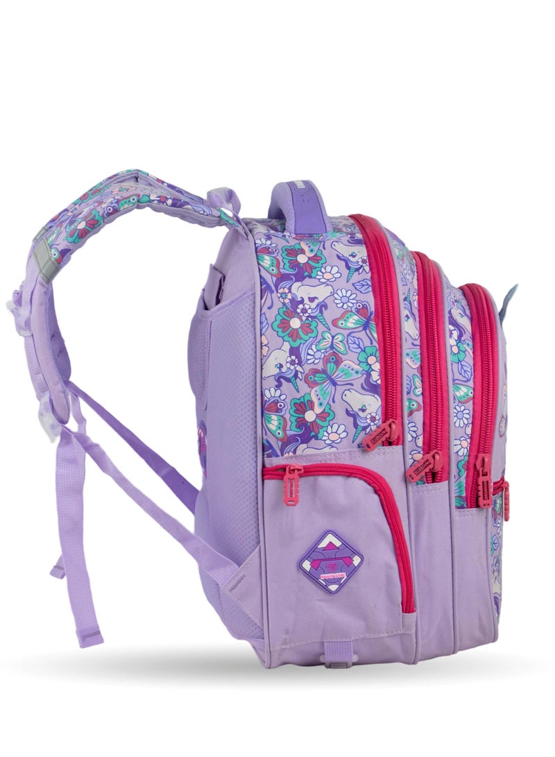 Fantastic QY001 Kids School Backpack, Unicorn and Butterfly Design, 3 Compartments, 25L, Waterproof, Purple, 40×30×15cm - Image 2