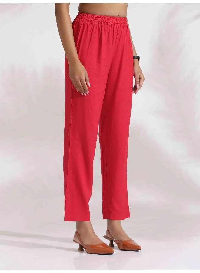 trueBrowns trueBrowns Red Cotton Print Kurta Co-ord Set