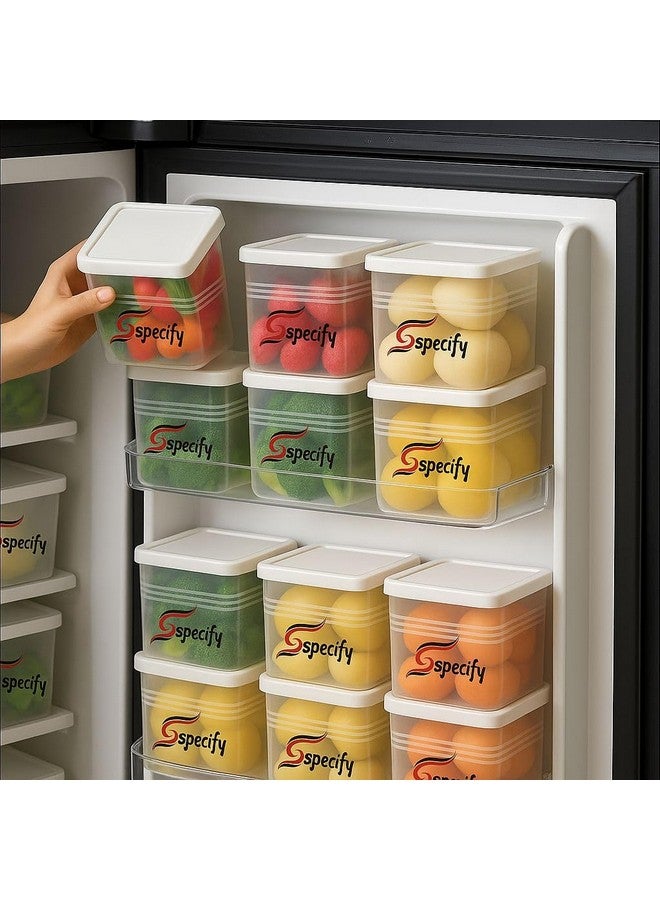 SPECIFY 6 Fridge Multipurpose Containers for Space-Saving Refrigerator Side Door Organizer - Kitchen Fruits, Vegetables Organizer - Transparent - Image 1