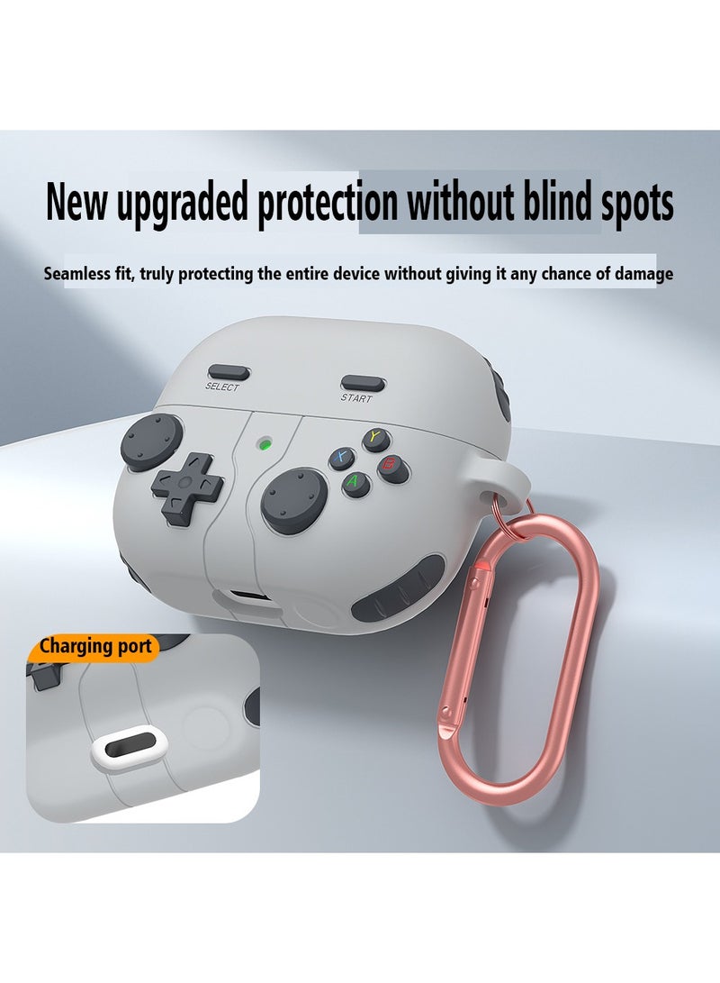 X-level 1 Pcs Headphone Case for Samsung Galaxy Buds3 /3Pro,Protective Cover Made of Liquid Silicone Shockproof With Carabiner(Light Gray)  - Image 3