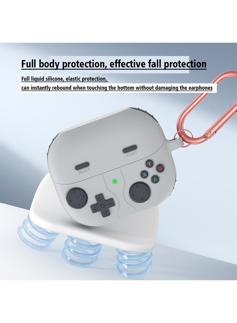 X-level 1 Pcs Headphone Case for Samsung Galaxy Buds3 /3Pro,Protective Cover Made of Liquid Silicone Shockproof With Carabiner(Light Gray)  - Image 2
