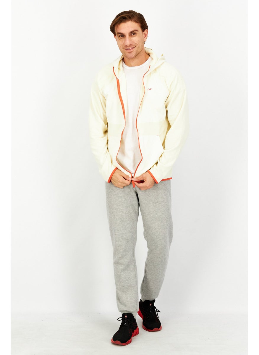 Unipro - Men Brand Logo Fleece Full Zip Jacket, Birch/Vanilla - Image 1
