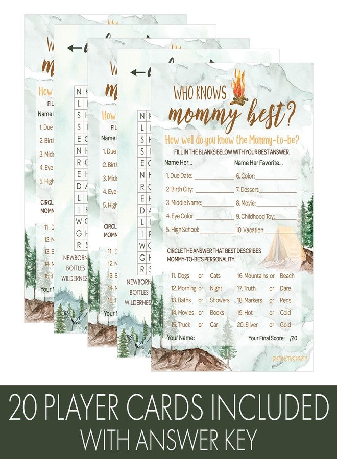 دسكتيكتفز ألعاب حفلة استقبال المولود الجديد من ديستنكتيفز - مجموعة لعبتين مع لعبة "من يعرف الأم أكثر؟" ولعبة البحث عن الكلمات - 20 بطاقة لاعب، أنشطة لحفلة استقبال المولود الجديد بطابع المغامرة - Image 4