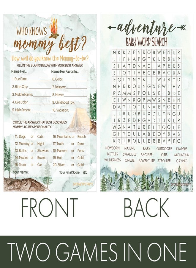 دسكتيكتفز ألعاب حفلة استقبال المولود الجديد من ديستنكتيفز - مجموعة لعبتين مع لعبة "من يعرف الأم أكثر؟" ولعبة البحث عن الكلمات - 20 بطاقة لاعب، أنشطة لحفلة استقبال المولود الجديد بطابع المغامرة - Image 3