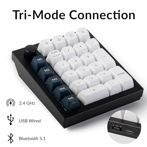 Keychron Q0 Max Wireless Custom Mechanical Numpad, 2.4 GHz/Bluetooth 5.1/Wired QMK Number Pad, RGB Hot-Swappable with Gateron Brown Switch for Laptop Mac Windows Linux - Black - Image 4