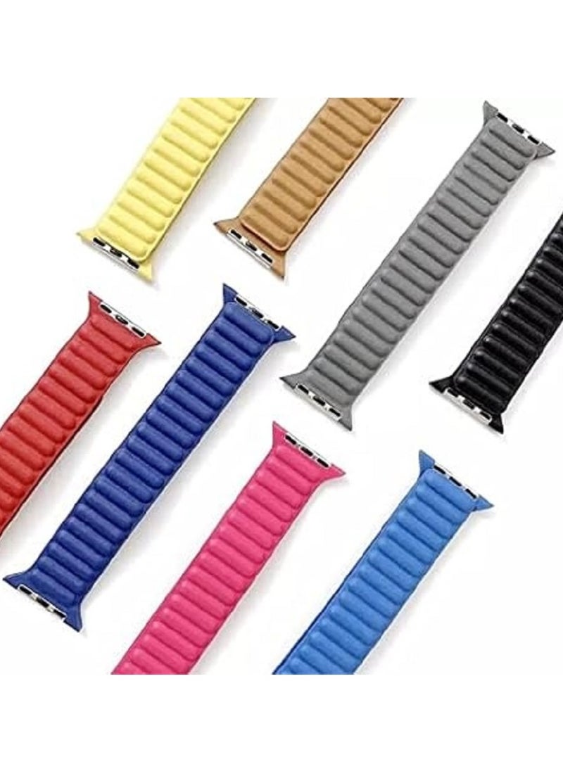 YOMNA - Leather Magnetic Loop Watch Band Strap for Apple Watch Ultra 49mm/45mm/44mm/42mm Black - Image 1