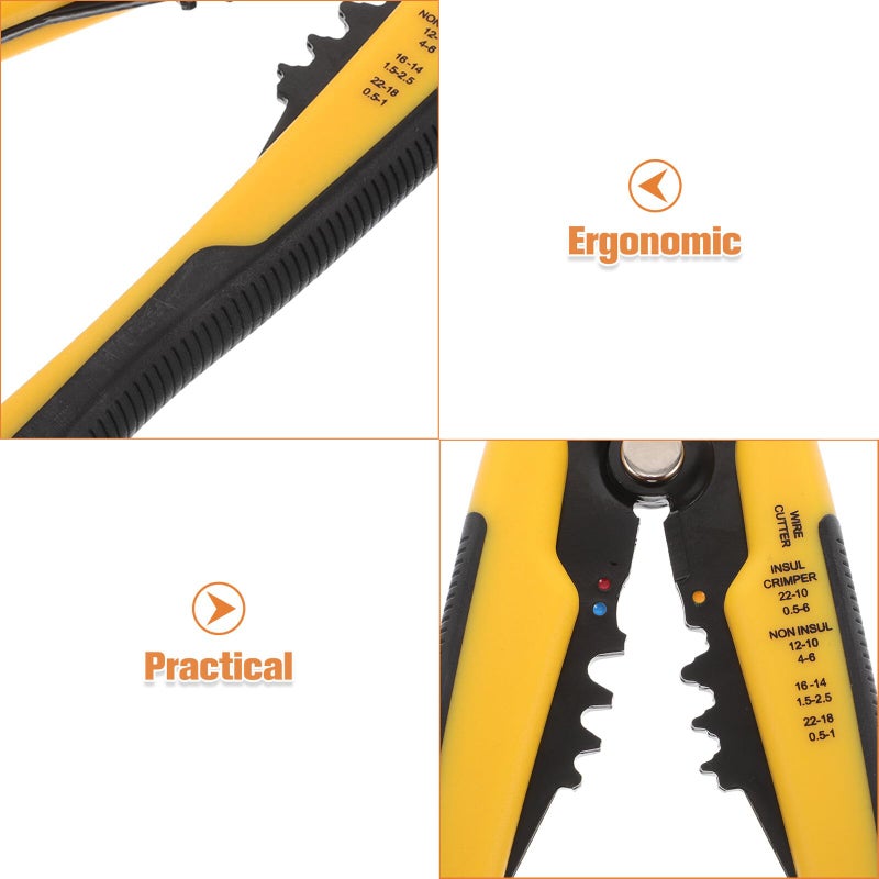 Yellow Multi Functional Wire Stripping Pliers Self Adjusting Crimping Tool For Electricians - Image 4