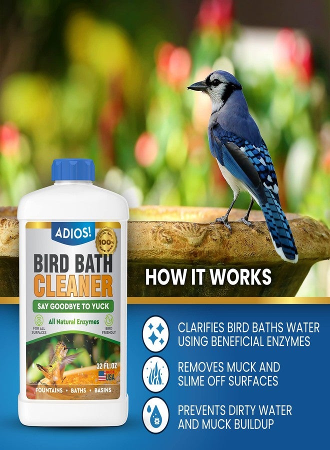 ADIOS! Bird Bath Cleaner for Outdoor Fountains and Bowls, Safely Cleans Metal, Glass and Stone (8oz) - Image 2