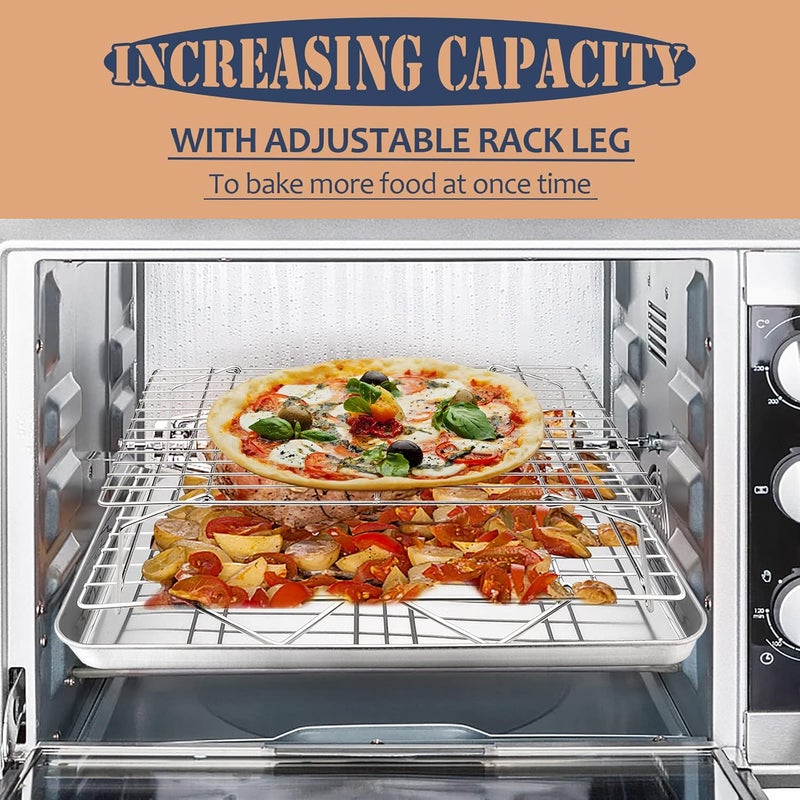 E-far 5-Tier Cooling Rack, 15”x10.1" Stainless Steel Stackable Wire Cooling Rack for Baking Cooking, Folding Leg & Non-toxic, Oven Safe & Dishwasher Safe - Image 2