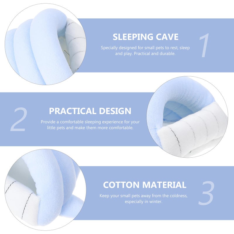 Warm Cotton Hamster Bed Small Sky Blue Cozy Small Animal Sleeping House - Image 4