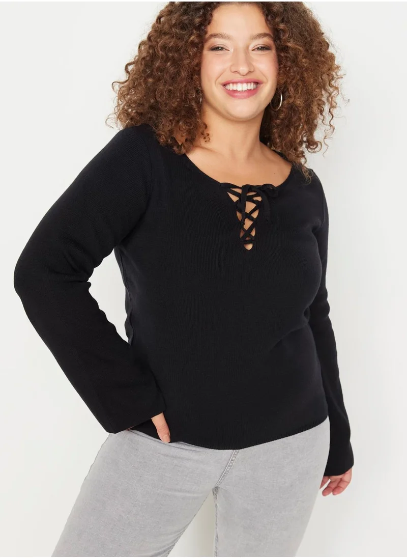 Trendyol Curve Tie Detail Knitted Sweater