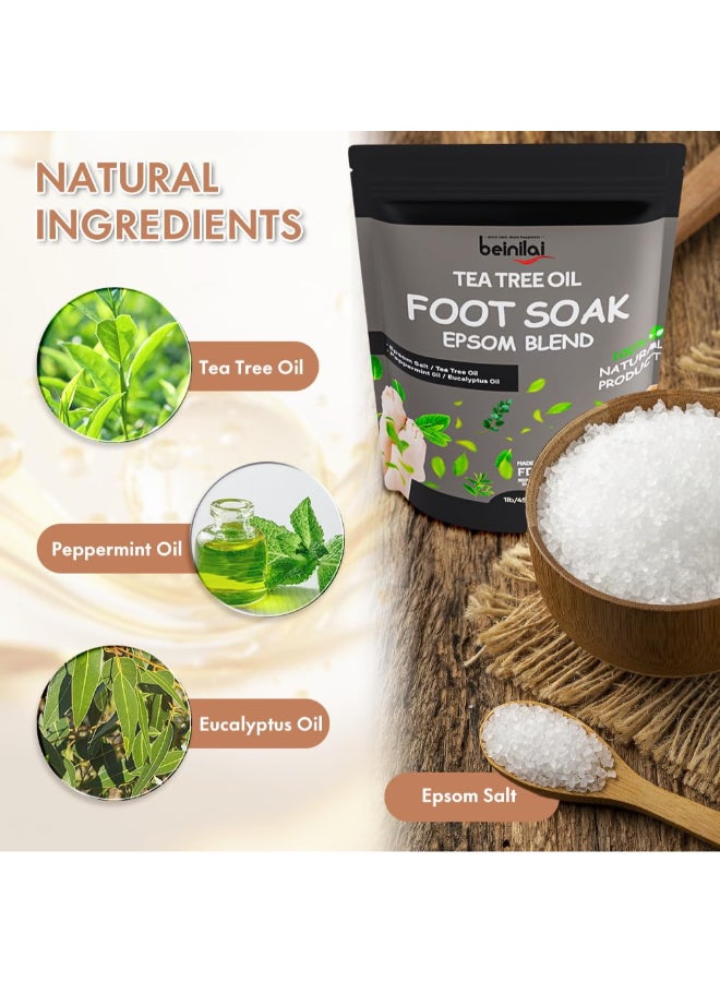 Beinilai Collapsible Foot Bath Kit Foot Soaking Tub with Handle and Massage Acupoint Tea Tree Oil Foot Soak with Epsom Salt and Pedicure Feet File - Image 4