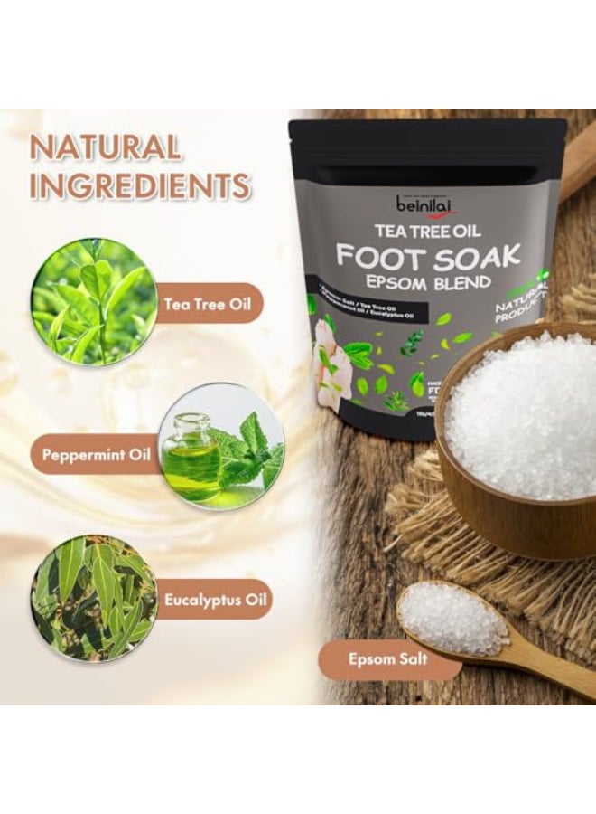 Beinilai Collapsible Foot Bath Kit Foot Soaking Tub with Handle and Massage Acupoint Tea Tree Oil Foot Soak with Epsom Salt and Pedicure Feet File - Image 3
