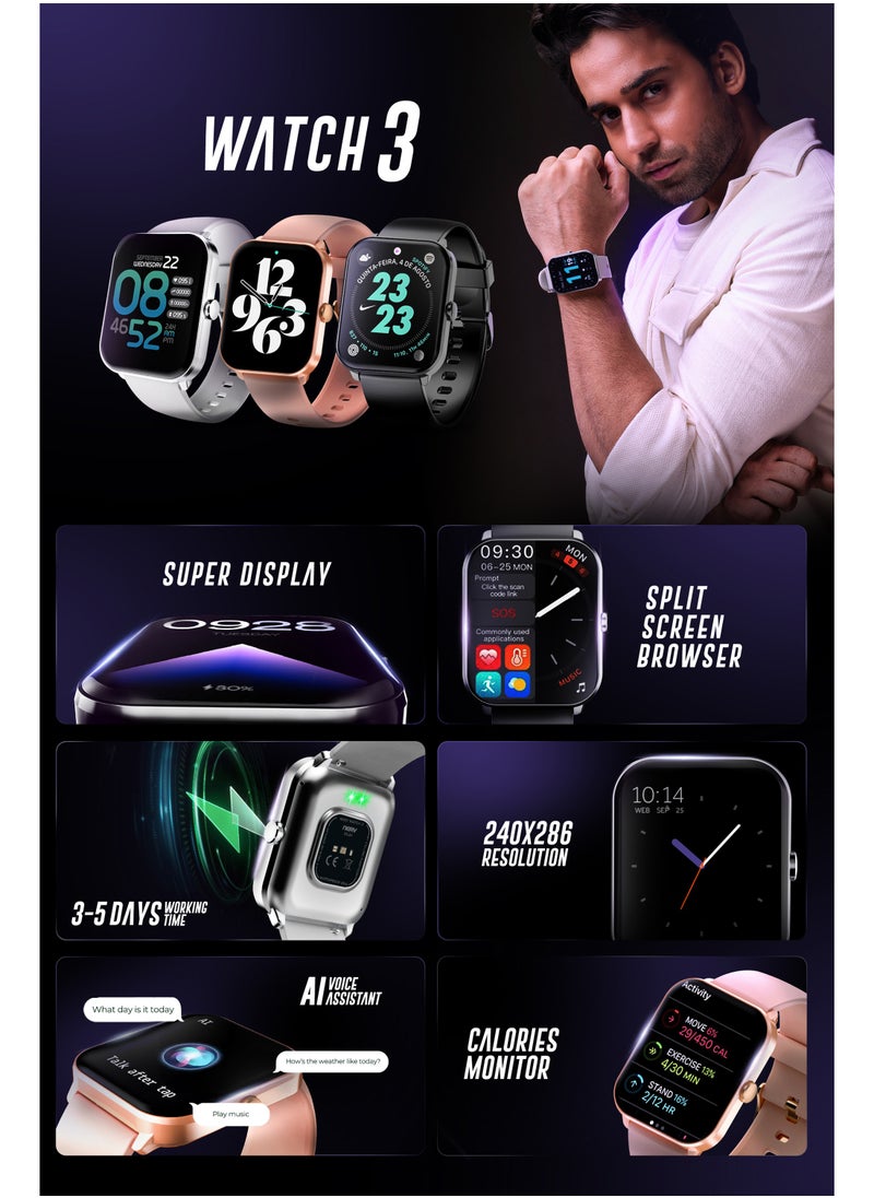 Faster - Faster Nerv Smart Watch 3- Smartwatch 1.99 Inches TFT Display 240x 286 Resolution- Smartwatches for Women and Men- Health and Fitness Tracker 100 Plus Sports Mode - Image 1