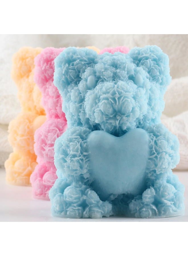 XIAOSHUI Rose Bear Candle Mold Bear Molds Rose Bear with Love Candle Silicone Mold for Candle Home Decorate Mold Candle Making Aromatherapy Gypsum Candles Clay Craft, white - Image 4