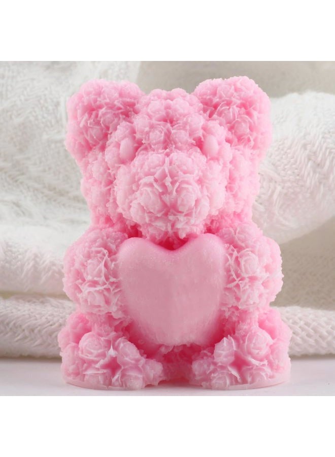 XIAOSHUI Rose Bear Candle Mold Bear Molds Rose Bear with Love Candle Silicone Mold for Candle Home Decorate Mold Candle Making Aromatherapy Gypsum Candles Clay Craft, white - Image 5