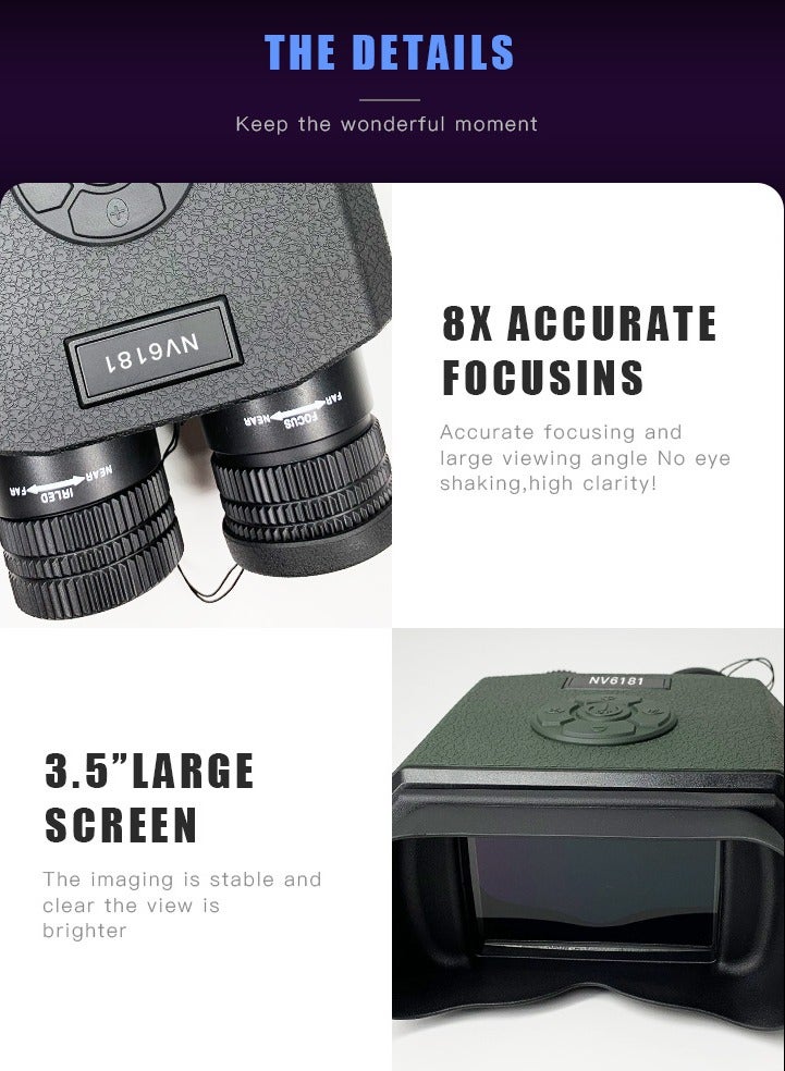 8X Digital Zoom Night Vision Binoculars IR Night Vision Scope with Camera Video Replay Menu Modes - Image 5