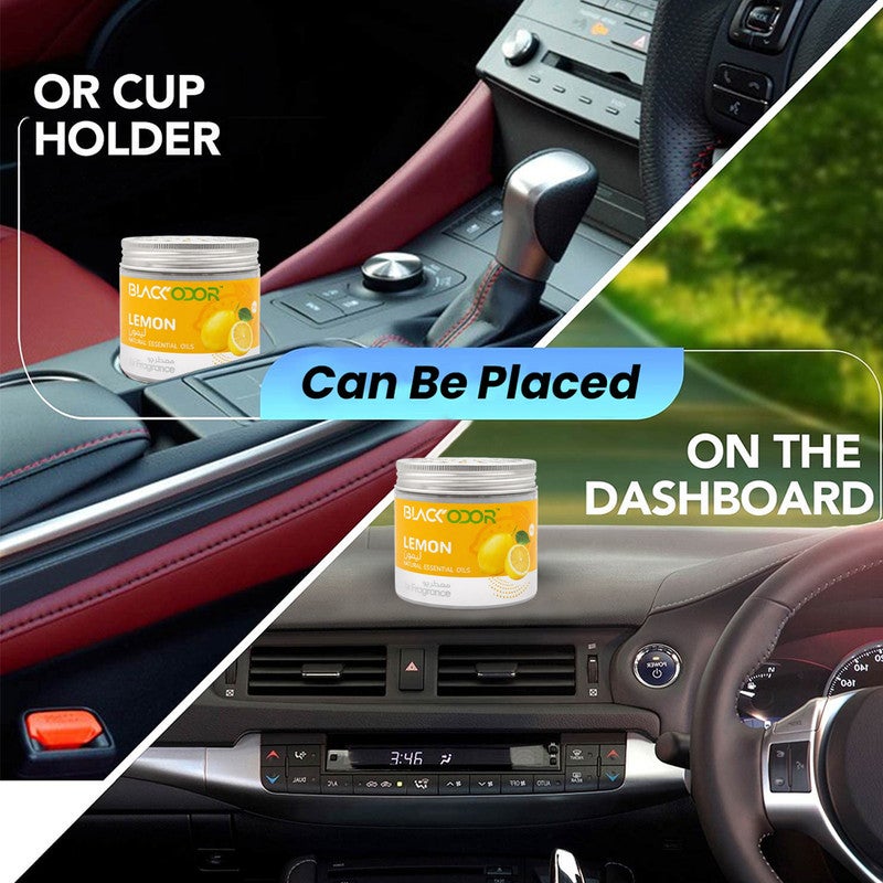 BLACK ODOR 4 pcs Lemon Car Air Freshener Gel Natural Essential Oil Fragrance Long Lasting Odor Eliminator for Car Home Office Bathroom Cup Holder Fresh Scent Solid Perfume Deodorizer - Image 4