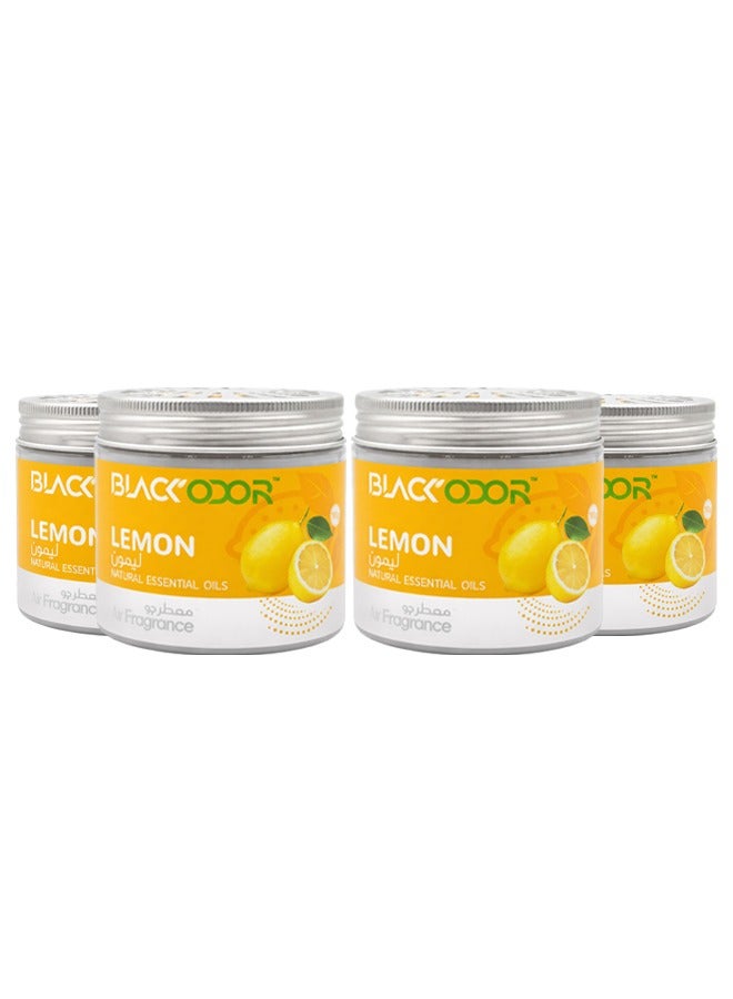 BLACK ODOR 4 pcs Lemon Car Air Freshener Gel Natural Essential Oil Fragrance Long Lasting Odor Eliminator for Car Home Office Bathroom Cup Holder Fresh Scent Solid Perfume Deodorizer - Image 1