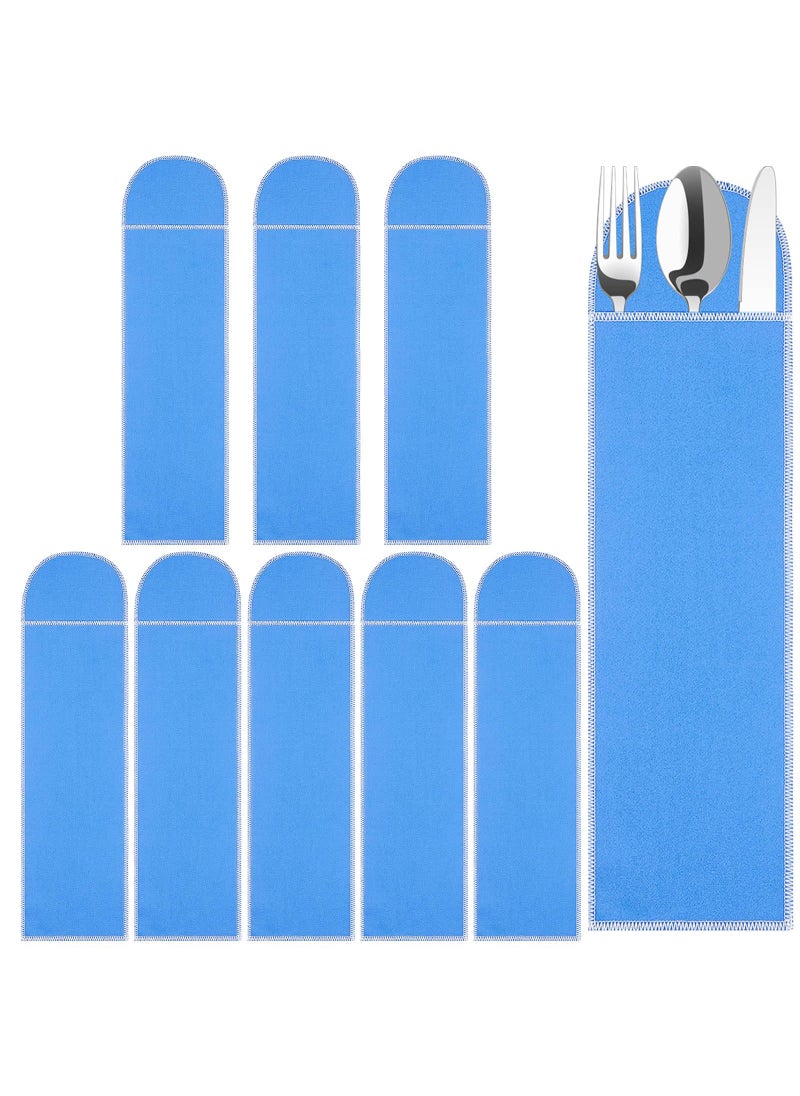 Weewooday Weewooday Silver Storage Bags Anti Tarnish Silverware Sleeves Blue Flatware Silverware Storage Box Protector Bags Proof Cloth Flatware Organizer for Kitchen Teaspoon Cutlery Utensil8 Pieces 