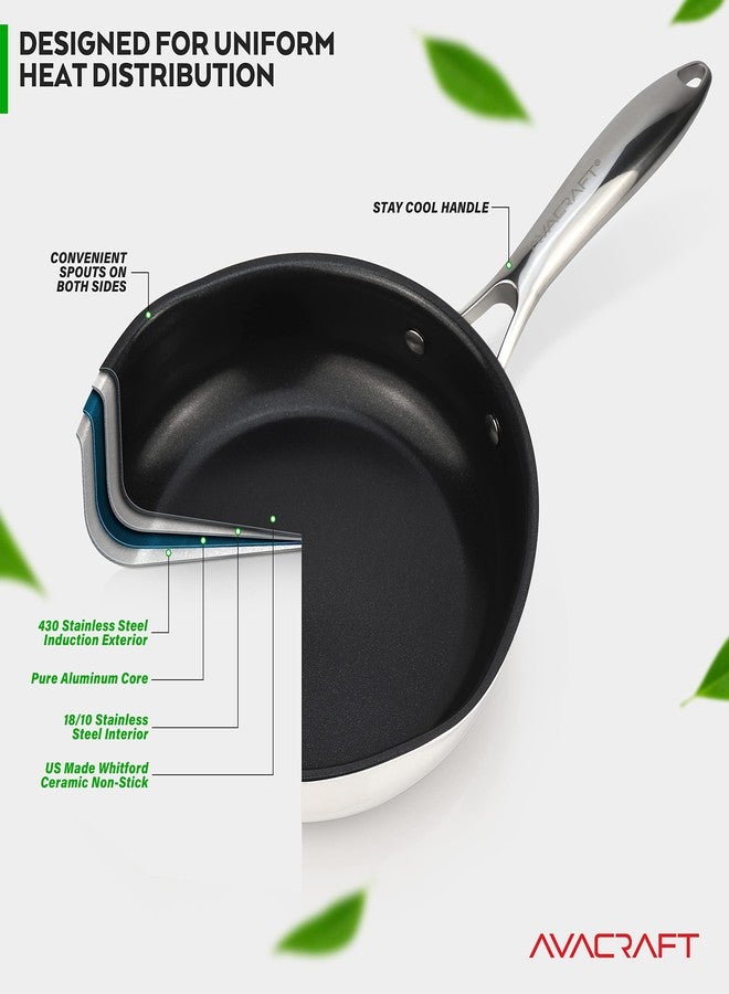 أفاكرافت مقلاة سيراميك غير لاصقة من أفاكرافت مع غطاء، مقلاة بيض، مقلاة سيراميك غير لاصقة، خالية تمامًا من سموم حمض البيرفلوروكتانويك (PFOA) والتفلون (PTFE)، أفضل مقلاة سيراميك للطهي (مقلاة غير لاصقة مقاس 8 بوصات) - Image 2