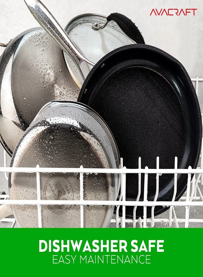 أفاكرافت مقلاة سيراميك غير لاصقة من أفاكرافت مع غطاء، مقلاة بيض، مقلاة سيراميك غير لاصقة، خالية تمامًا من سموم حمض البيرفلوروكتانويك (PFOA) والتفلون (PTFE)، أفضل مقلاة سيراميك للطهي (مقلاة غير لاصقة مقاس 8 بوصات) - Image 5