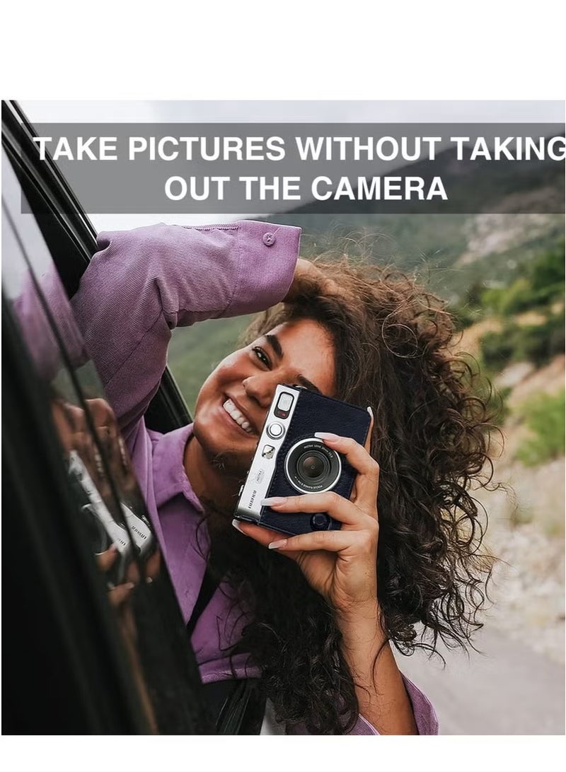 Case for Fuji Mini EVO ,Camera Compatible Camera with Adjustable Shoulder Strap in Black Lychee Texture Horizontal Style  - Image 2