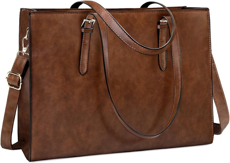 NUBILY Laptop Bag for Women Waterproof Lightweight Leather 15.6 Inch Computer Tote Bag - Image 1
