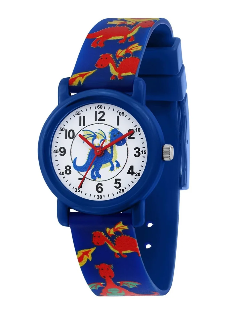 Kikou Cartoon Kids Analog Watch for Boys & Girls - White Matt Dial, 28mm Round Case, Blue Polyurethane Strap, Quartz, 30M Water Resistant - R4551104004