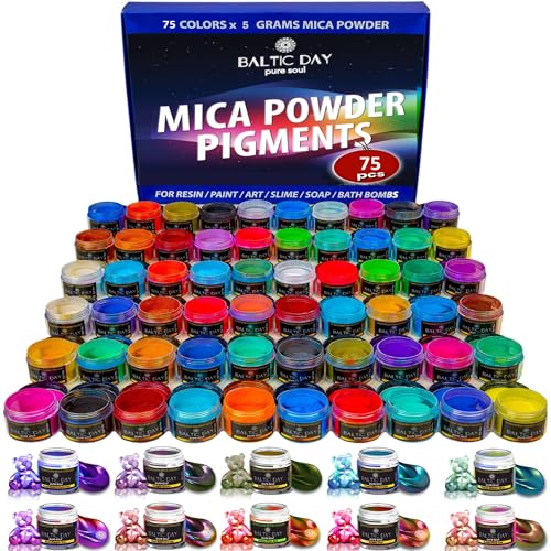 BALTIC DAY - Mica Powder, 75 Colors - 5 Chameleon Mica Powder for Epoxy Resin - Colorshift Mica - Resin Colorant for Lip Gloss, Soap Making, Candle, Nail, Bath Bomb, Paint, Car Freshies - Image 1