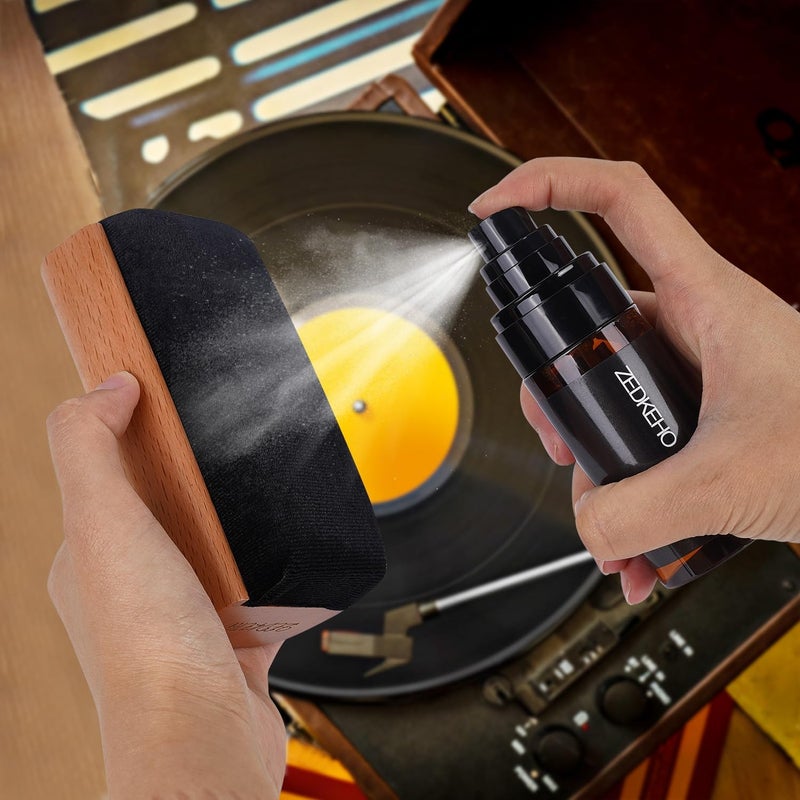 ZEDKEHO Vinyl Record Cleaning Kit: Complete 6-in-1 Record Cleaning Kit, Velvet Brush, Vinyl Record Brush Anti Static, Lps Cleaner, Record Cleaning Cloth, Label Protector, Storage Case - Revitalize Your Vinyl - Image 3