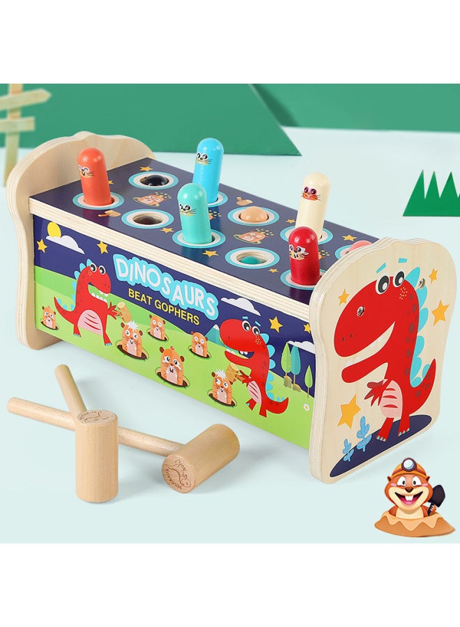 Wooden Hamster Game Toy Fun Parent-child Interactive Leisure Toy Children's Educational Early Education Tapping Toy-Color:Hippo Whack Hamster + Music - Image 2