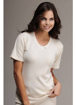 Women's Thermal Wool Lace Detailed Short Sleeve Undershirt Undershirt