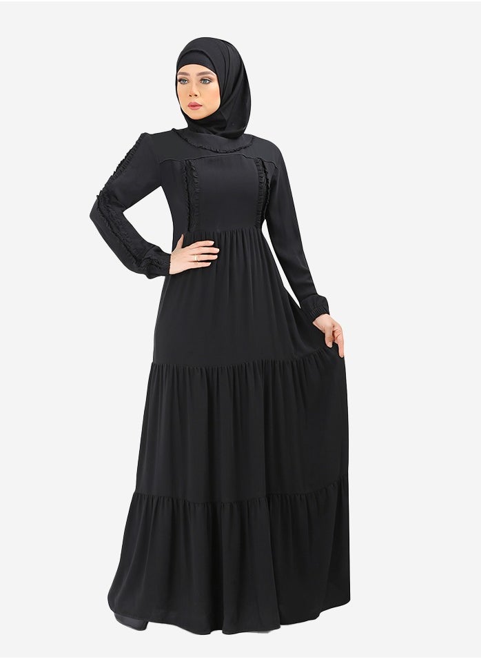 Generic - Black mesh abaya made of Saudi crepe - Image 1