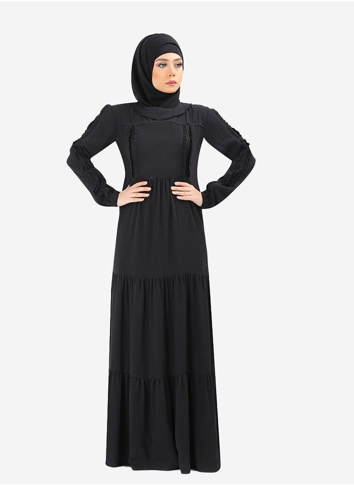 Generic - Black mesh abaya made of Saudi crepe - Image 1