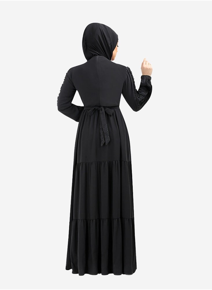 Generic - Black mesh abaya made of Saudi crepe - Image 1