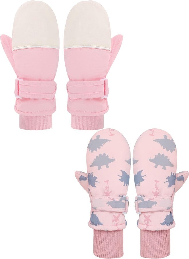 ENBAOHUI Baby Waterproof Mittens Threaded waterproof Mitten Fleece Lined Glove Kids Snow Ski Mitten for Boys Girls Pinkmixed&E1307Rose 6Months-3T - Image 1