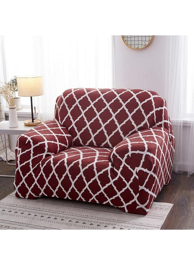Furshine® Universal Polyester Blend & Spandex Sofa Cover Big Elasticity Cover for Couch Flexible Stretch Sofa Cover | 120 GSM (Burgundy Geometry, Five Seater (3+1+1)) - Image 4