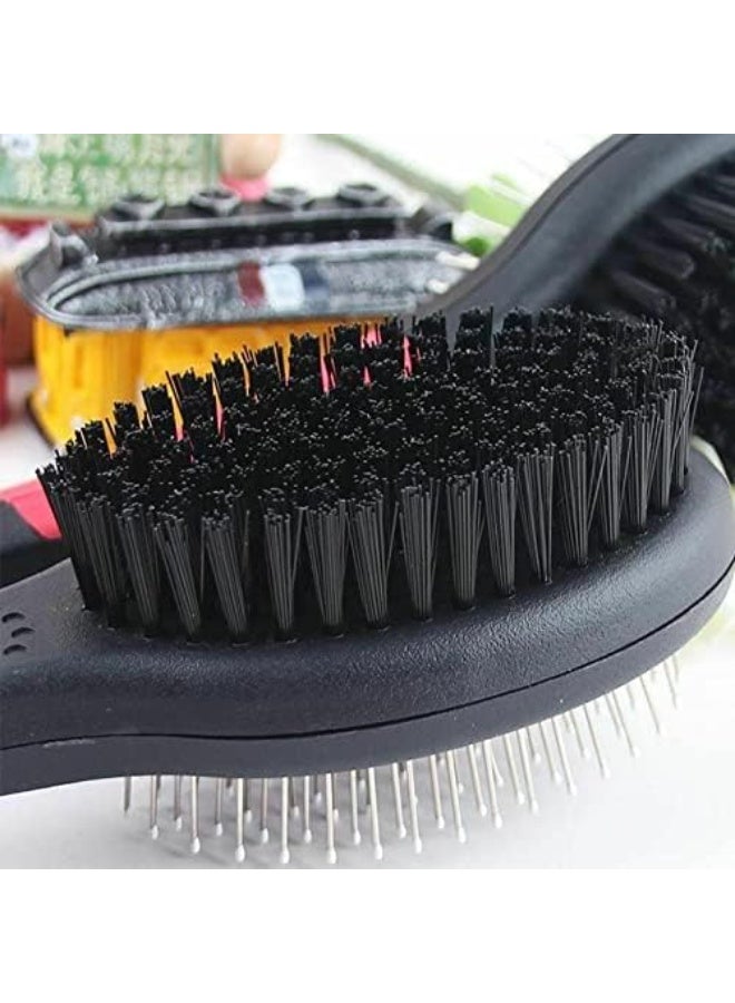 Dog Grooming Brush – Double-Sided 2-in-1 Pin & Soft Bristle Brush | Slicker Detangling Comb for Dogs & Cats | Removes Shedding Hair, Dirt & Knots | For Short & Long Hair | Black | Size L - Image 2