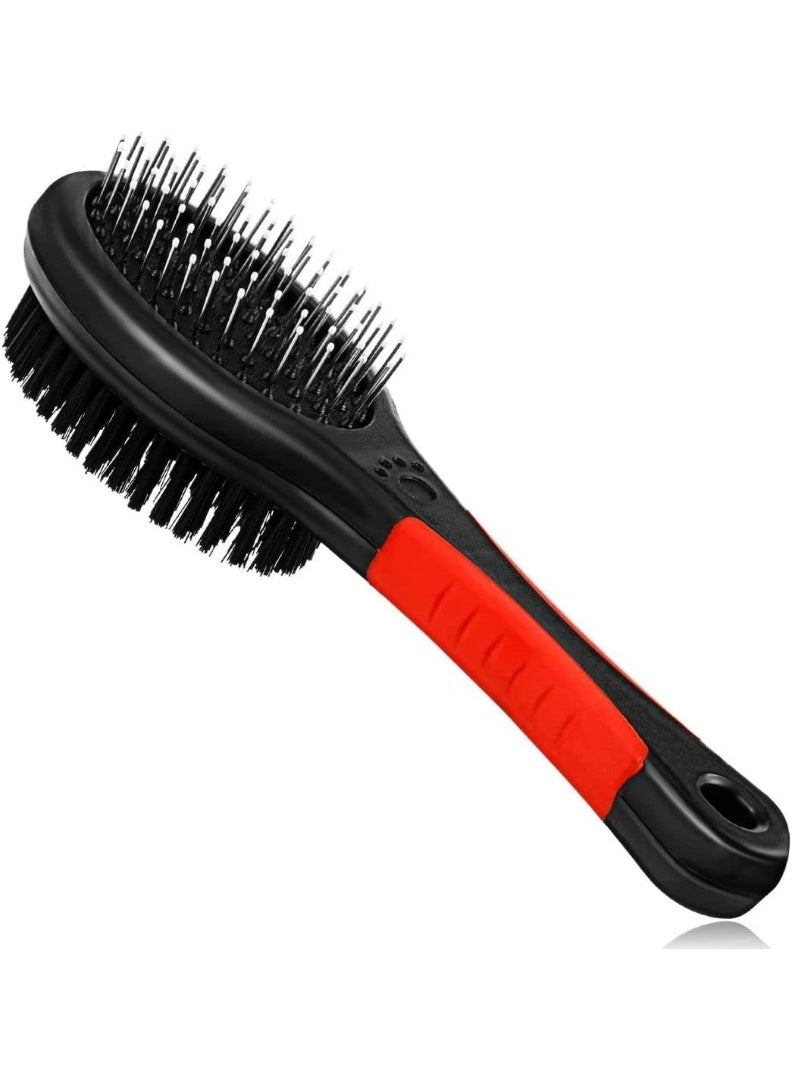 Dog Grooming Brush – Double-Sided 2-in-1 Pin & Soft Bristle Brush | Slicker Detangling Comb for Dogs & Cats | Removes Shedding Hair, Dirt & Knots | For Short & Long Hair | Black | Size L - Image 1